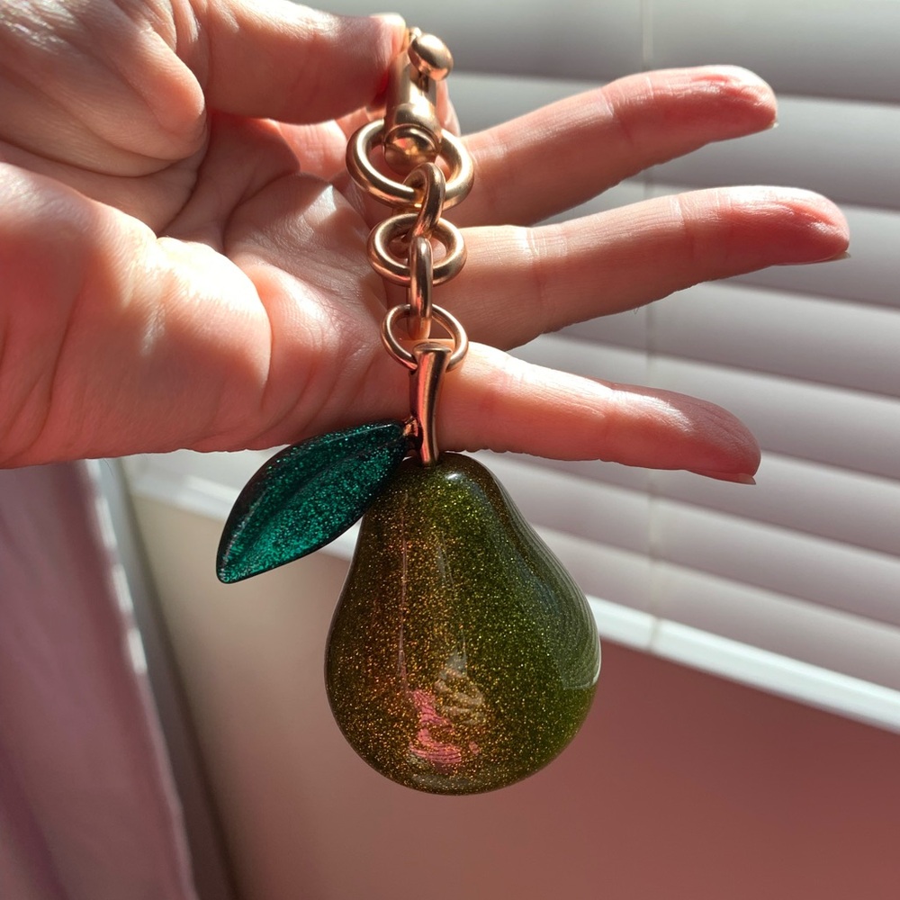 Glittery Pear with Leaf Bag Charm - Picture 4 of 10
